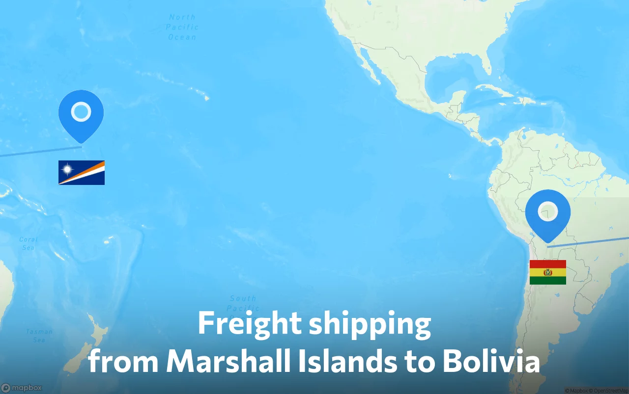 Shipping route from Marshall Islands to Bolivia