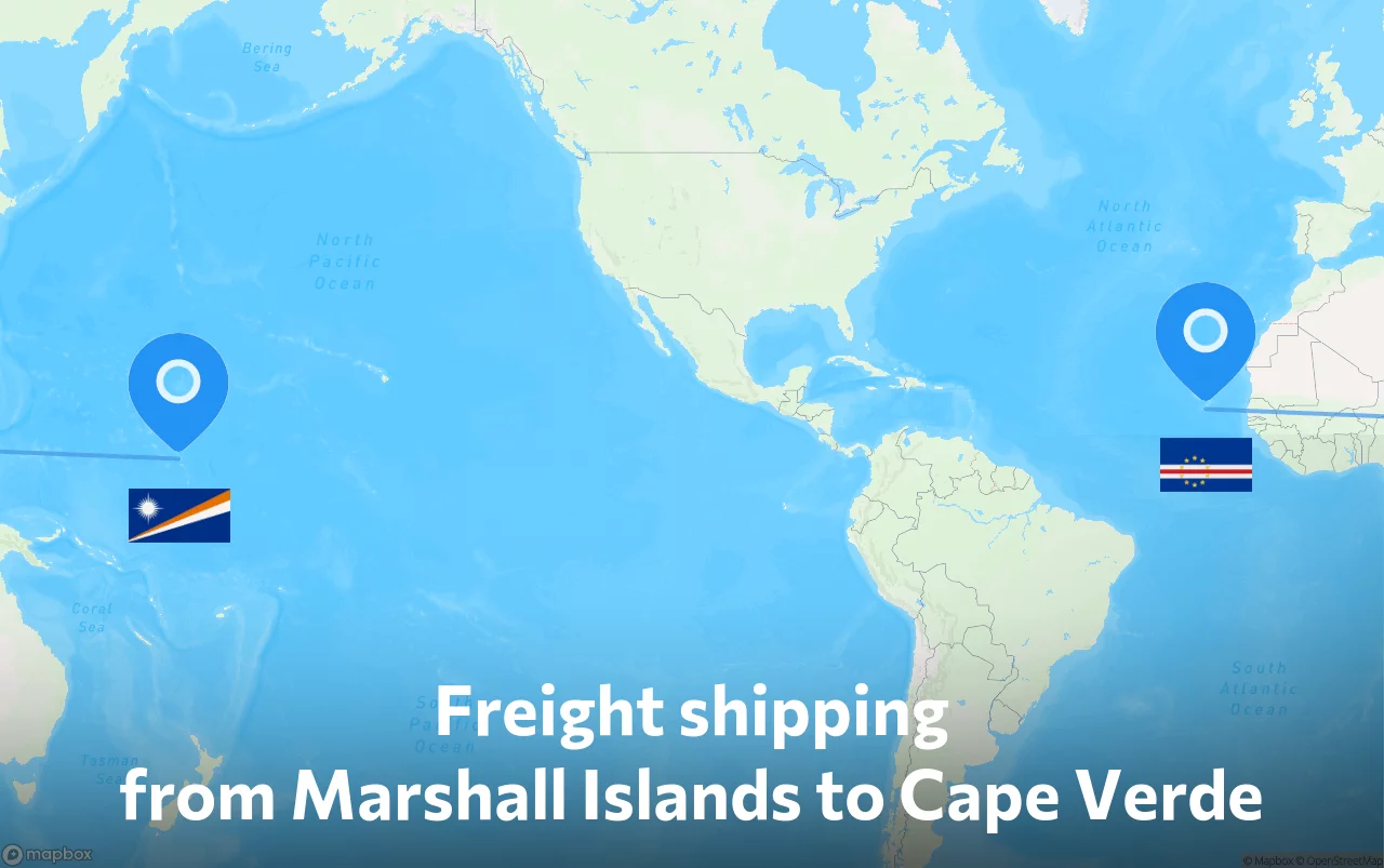 Shipping route from Marshall Islands to Cape Verde