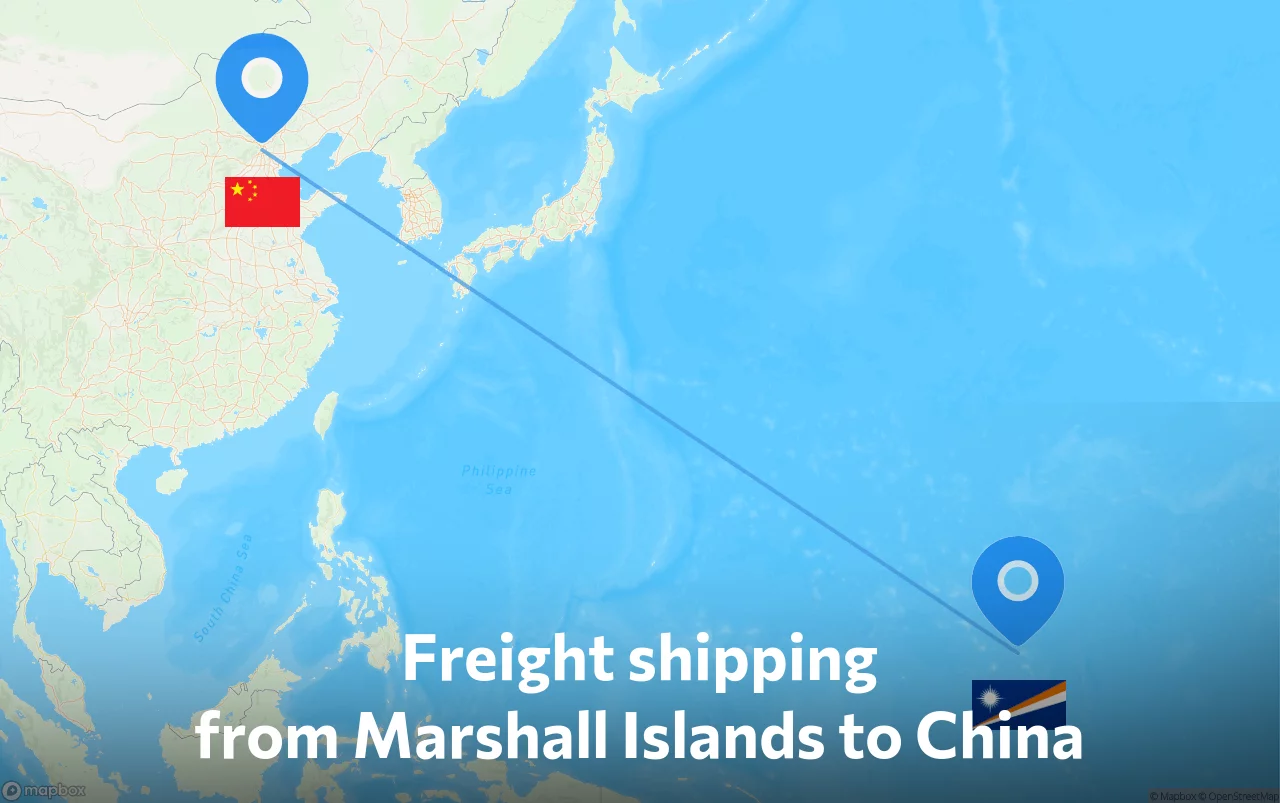 Shipping route from Marshall Islands to China