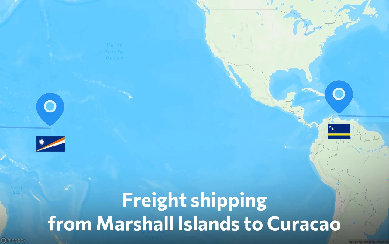 Shipping route from Marshall Islands to Curacao