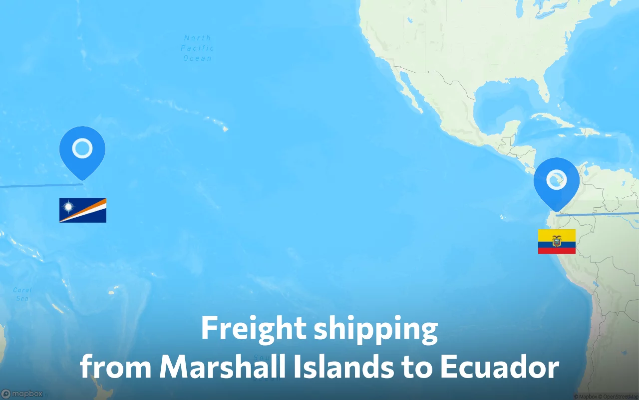 Shipping route from Marshall Islands to Ecuador