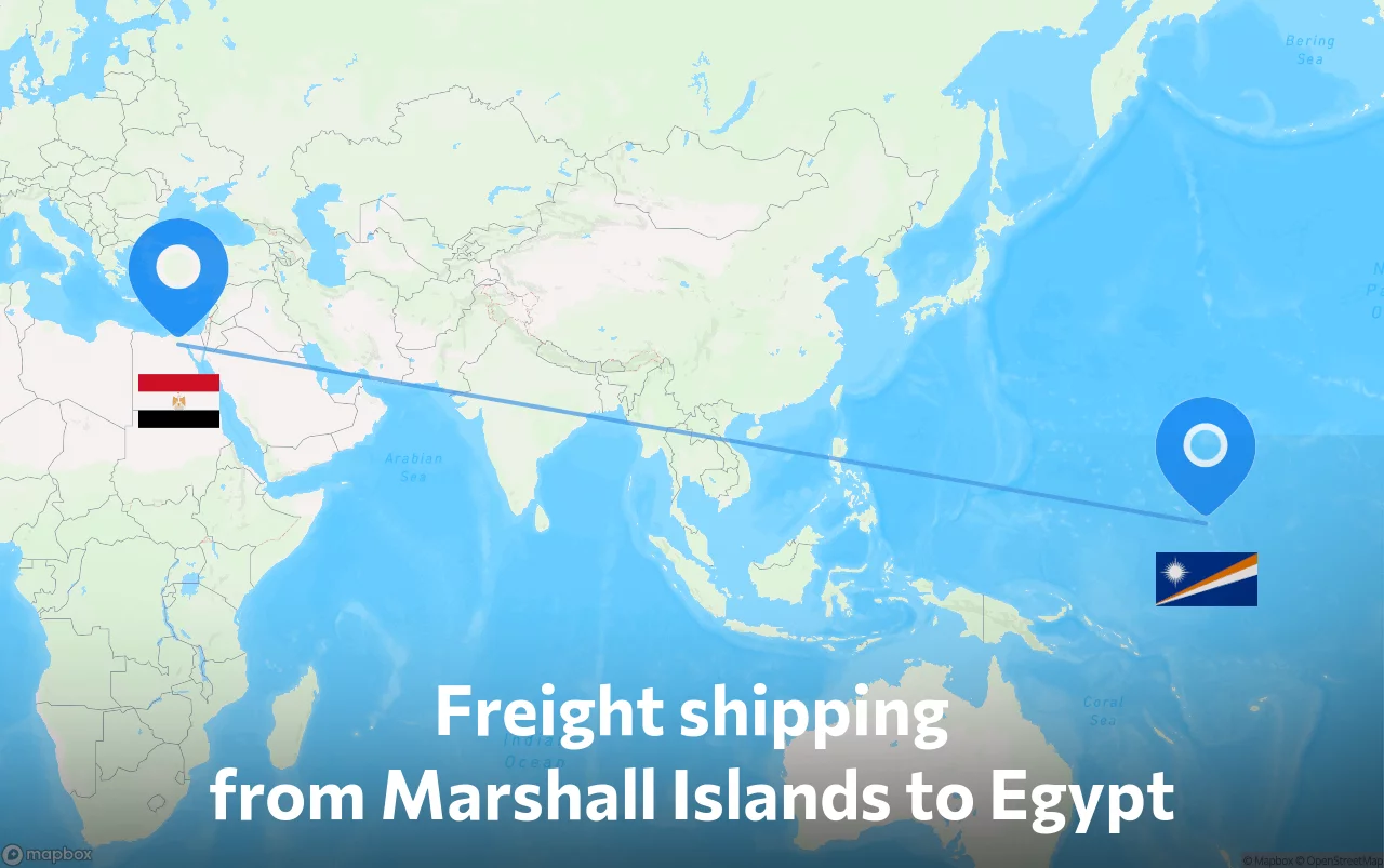 Shipping route from Marshall Islands to Egypt