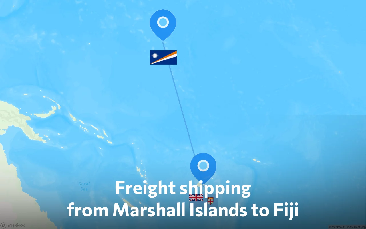 Shipping route from Marshall Islands to Fiji
