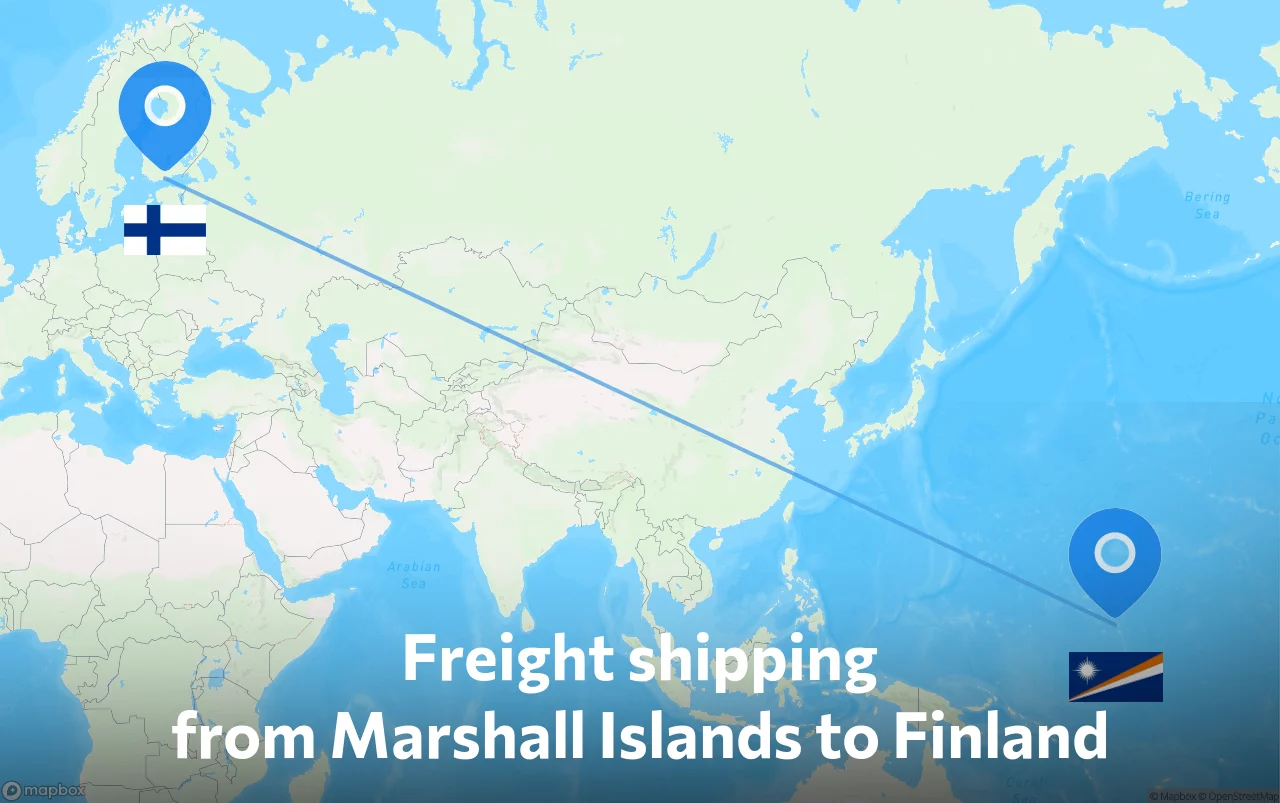 Shipping route from Marshall Islands to Finland