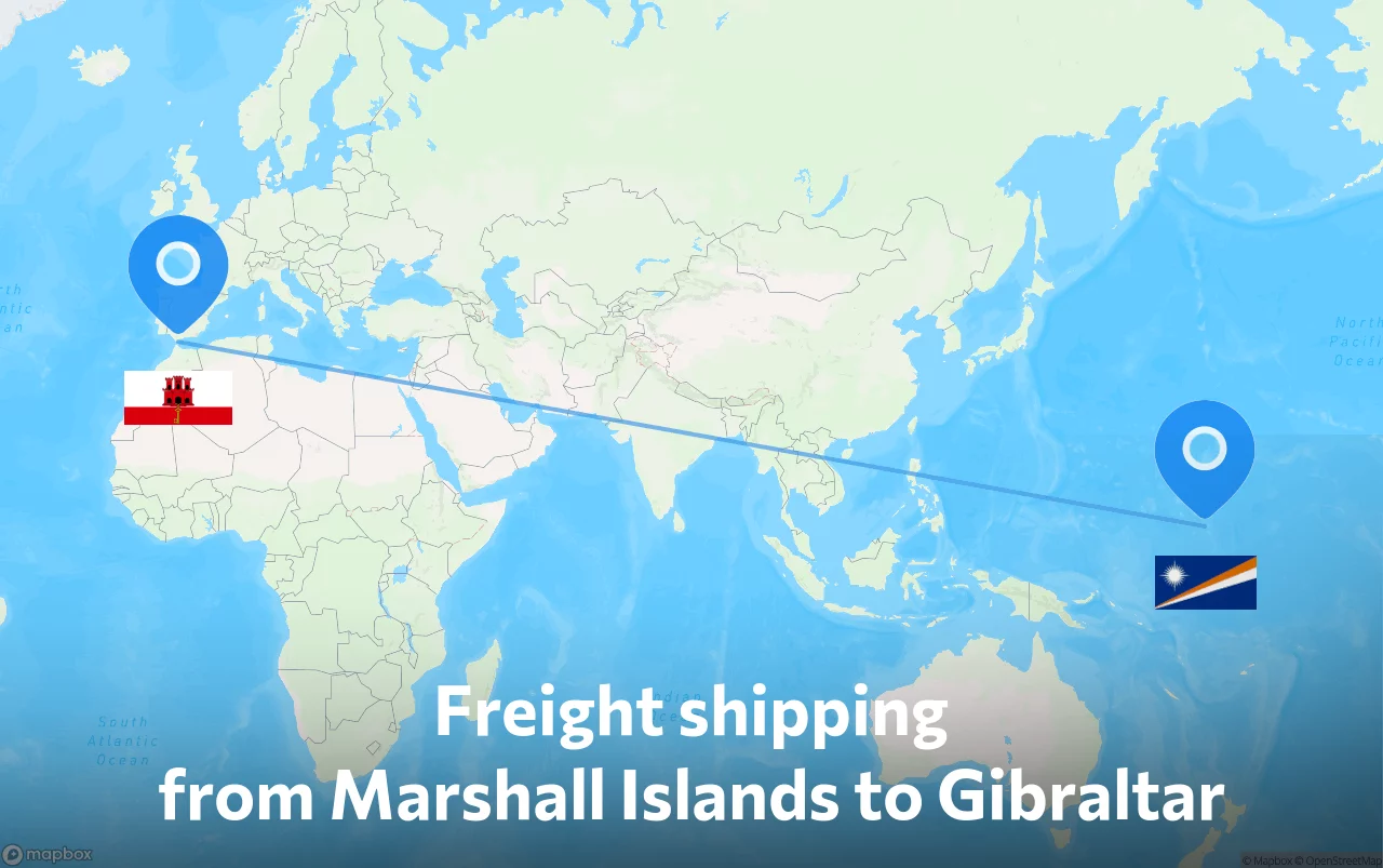 Shipping route from Marshall Islands to Gibraltar