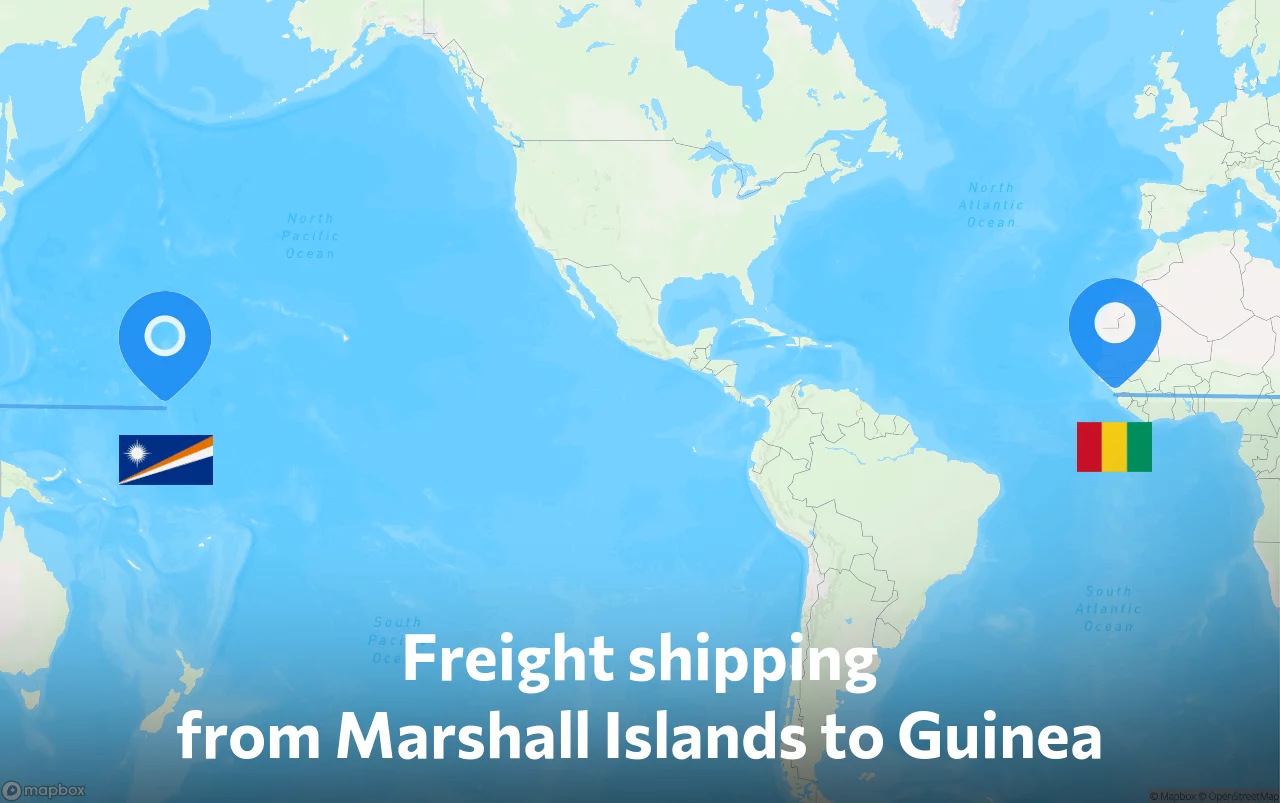 Shipping route from Marshall Islands to Guinea