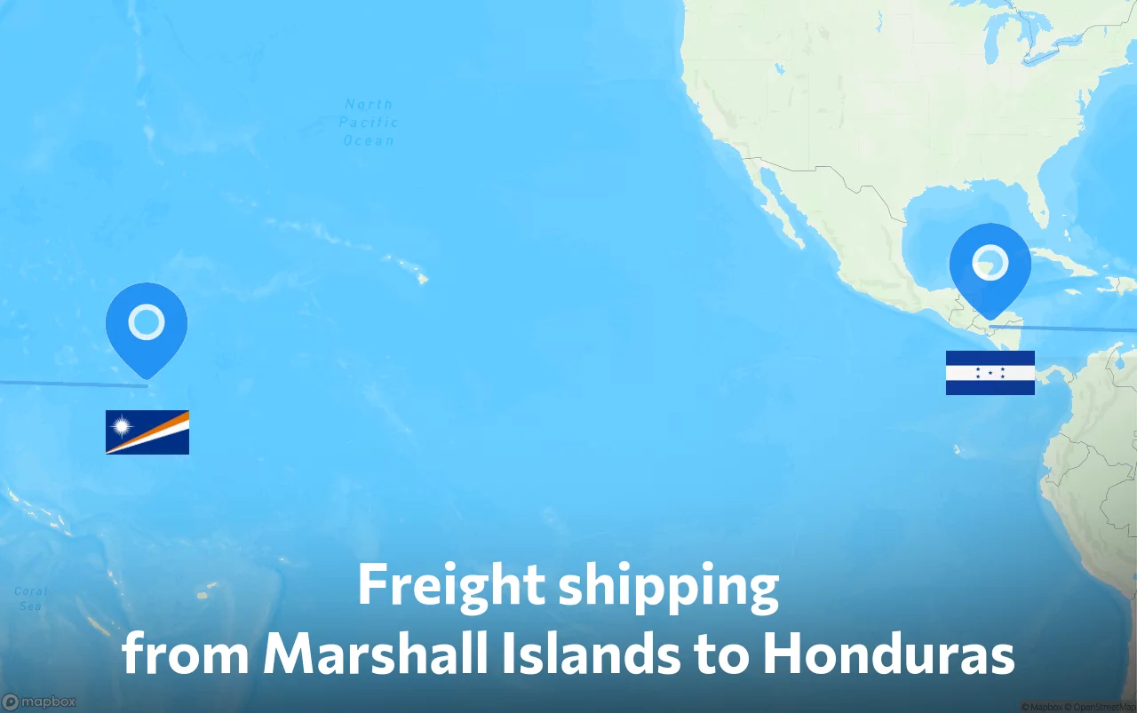 Shipping route from Marshall Islands to Honduras