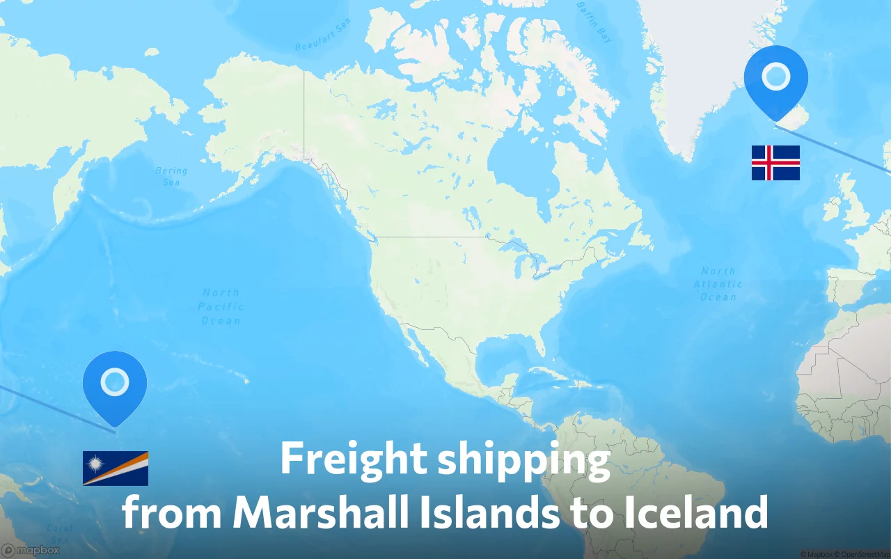 Shipping route from Marshall Islands to Iceland