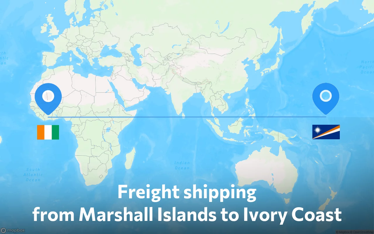 Shipping route from Marshall Islands to Ivory Coast