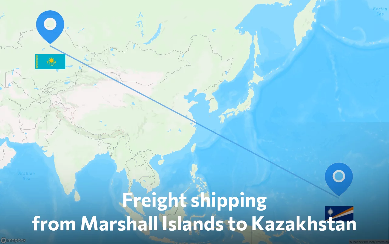 Shipping route from Marshall Islands to Kazakhstan