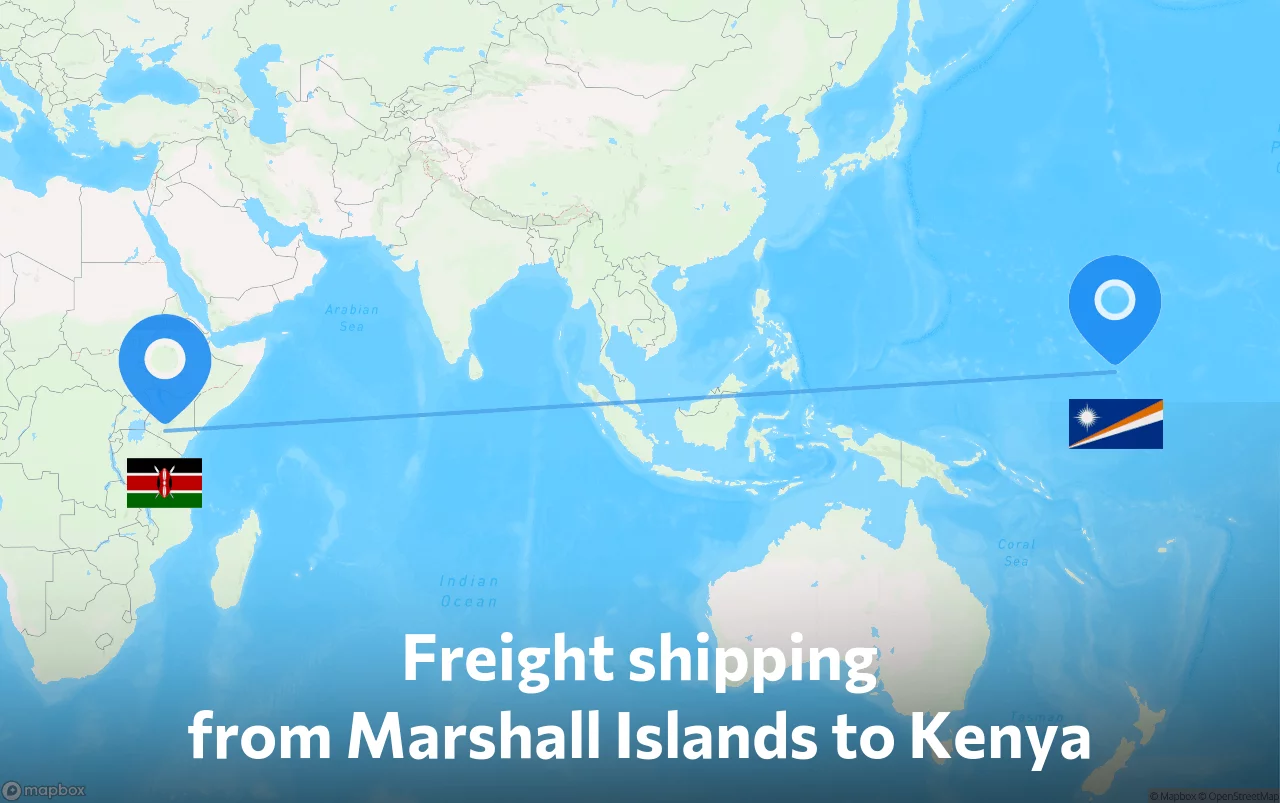 Shipping route from Marshall Islands to Kenya
