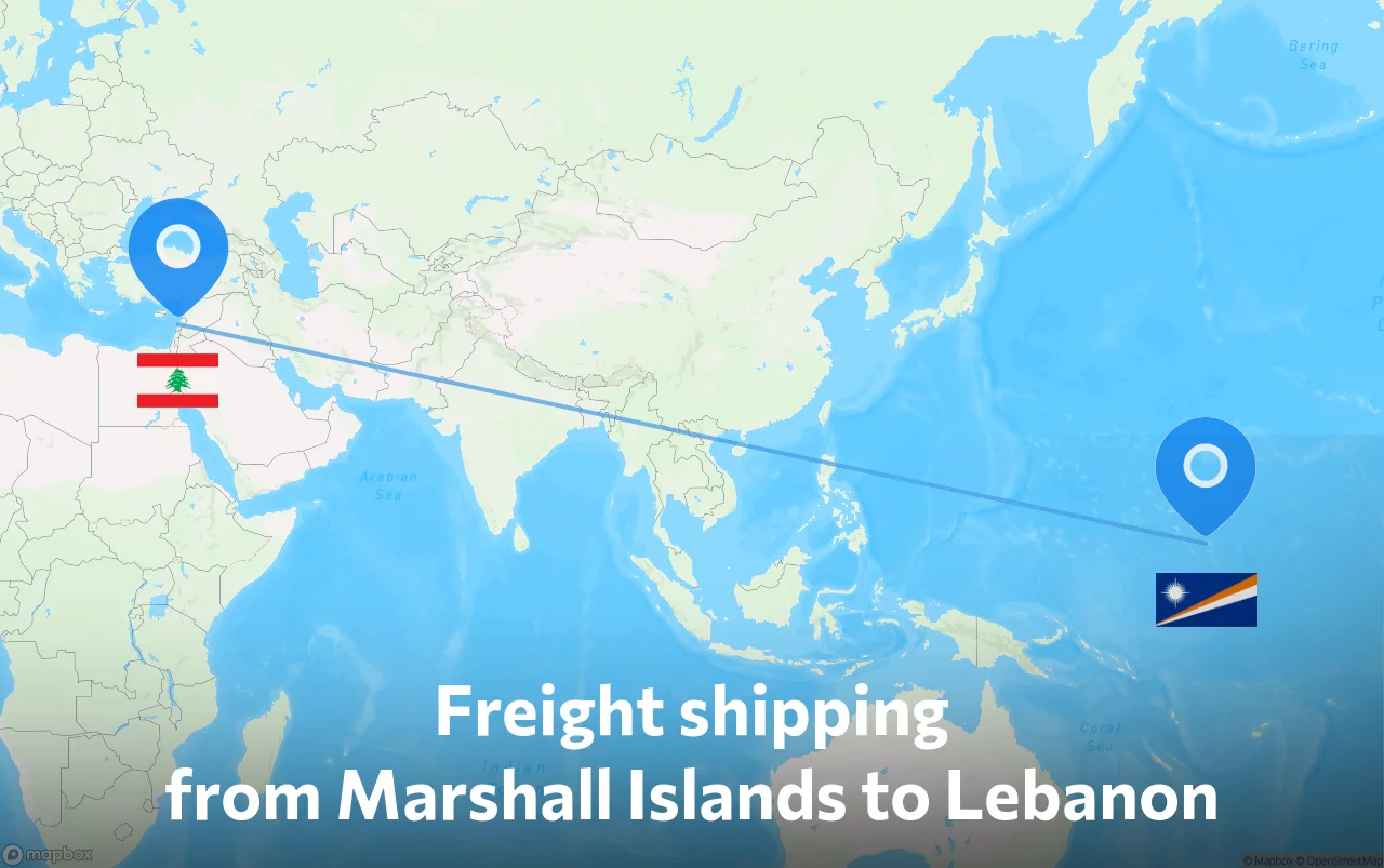 Shipping route from Marshall Islands to Lebanon