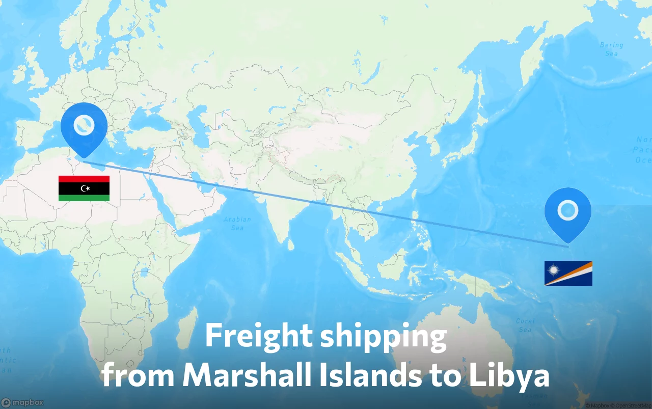 Shipping route from Marshall Islands to Libya