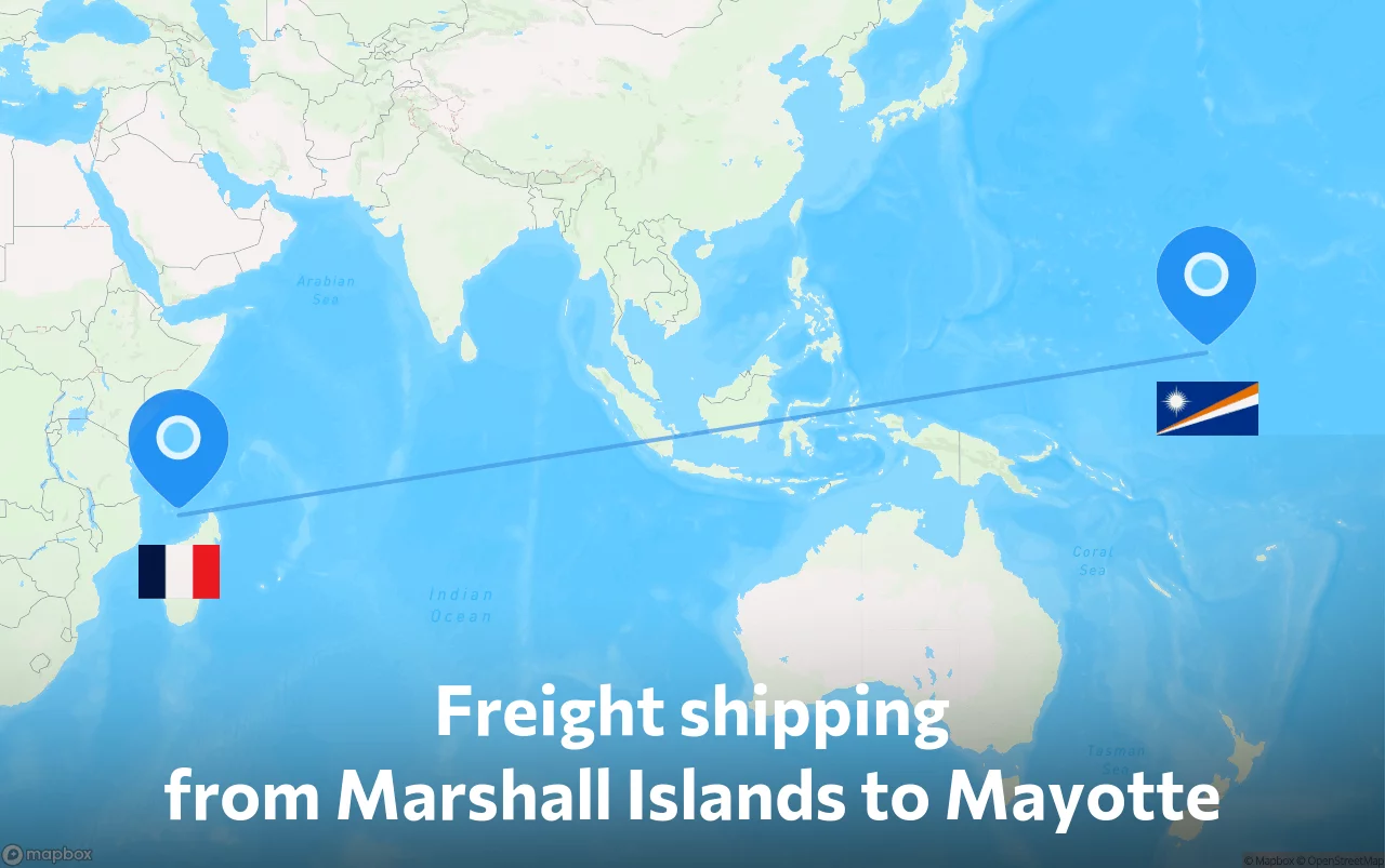 Shipping route from Marshall Islands to Mayotte