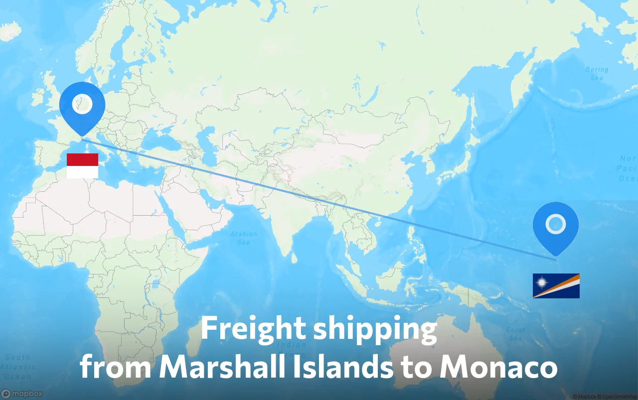 Shipping route from Marshall Islands to Monaco