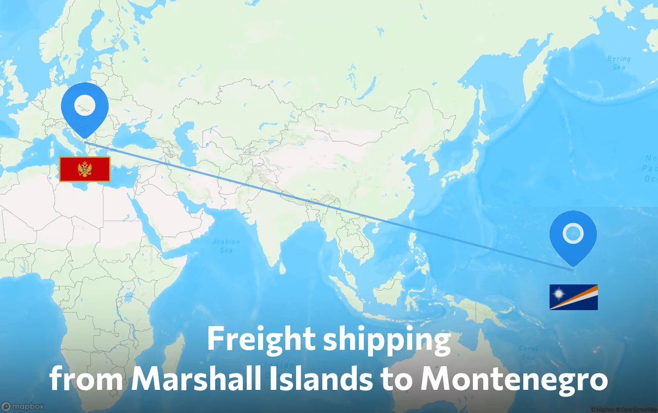 Shipping route from Marshall Islands to Montenegro