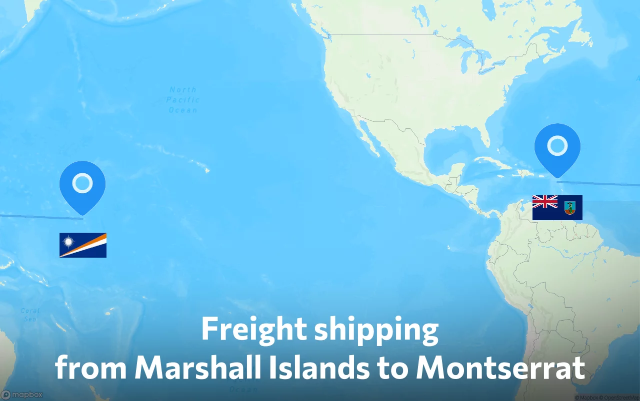 Shipping route from Marshall Islands to Montserrat