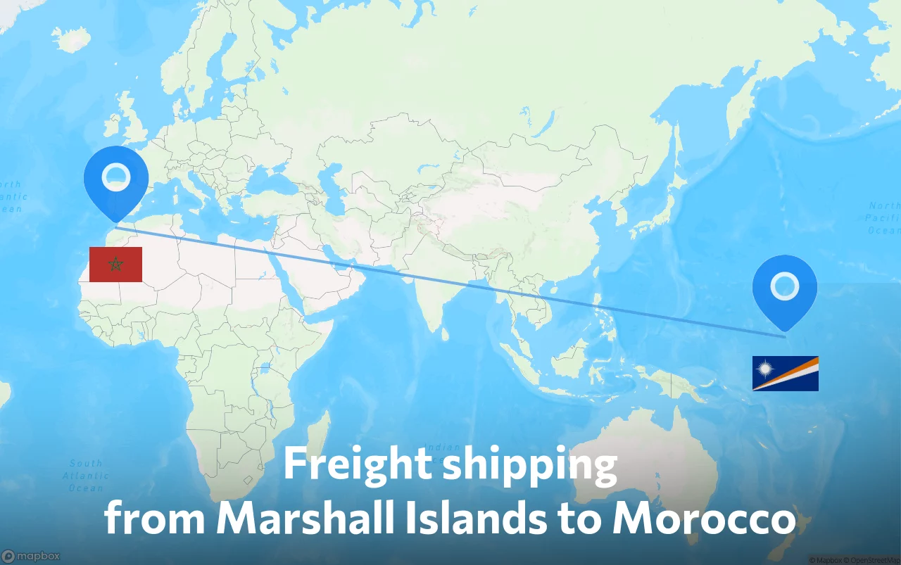 Shipping route from Marshall Islands to Morocco