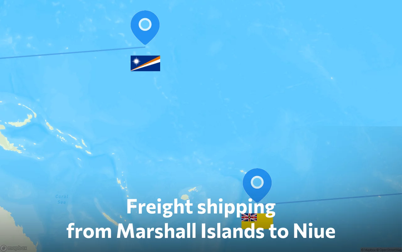 Shipping route from Marshall Islands to Niue