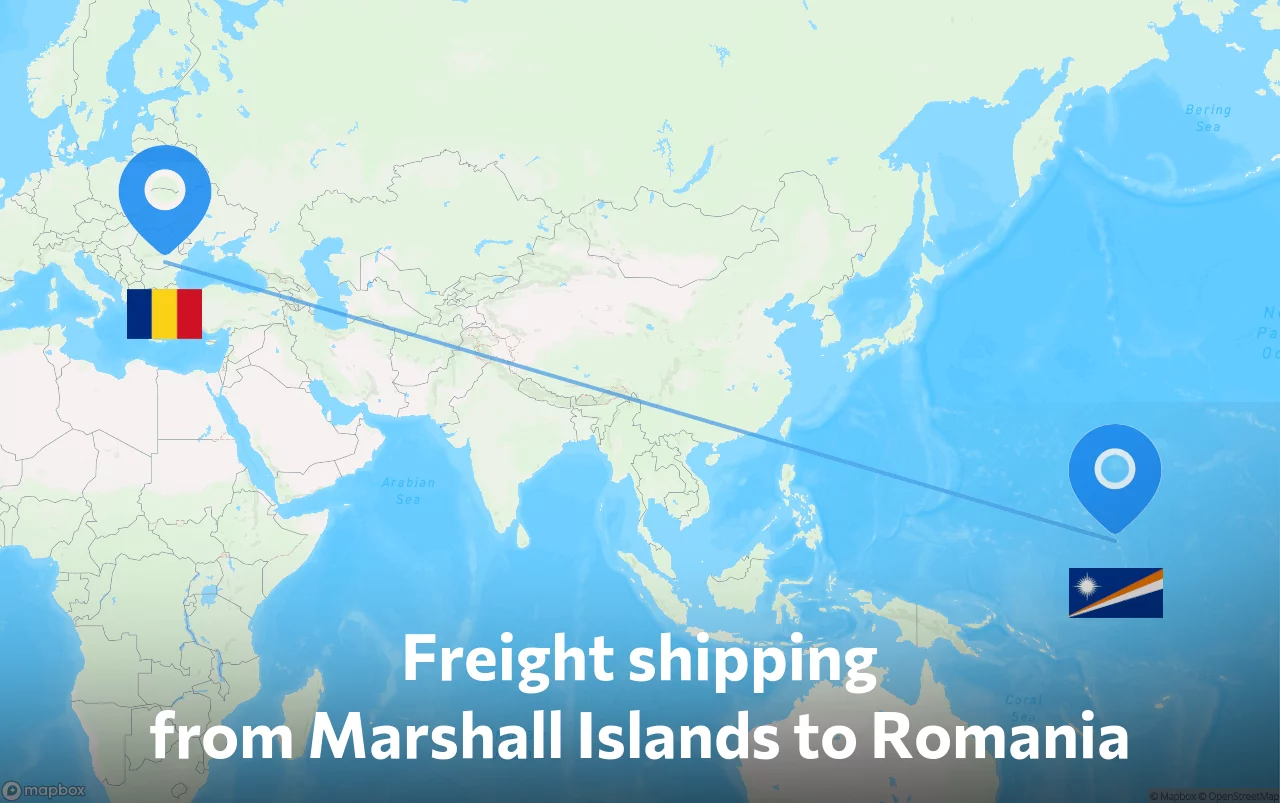 Shipping route from Marshall Islands to Romania