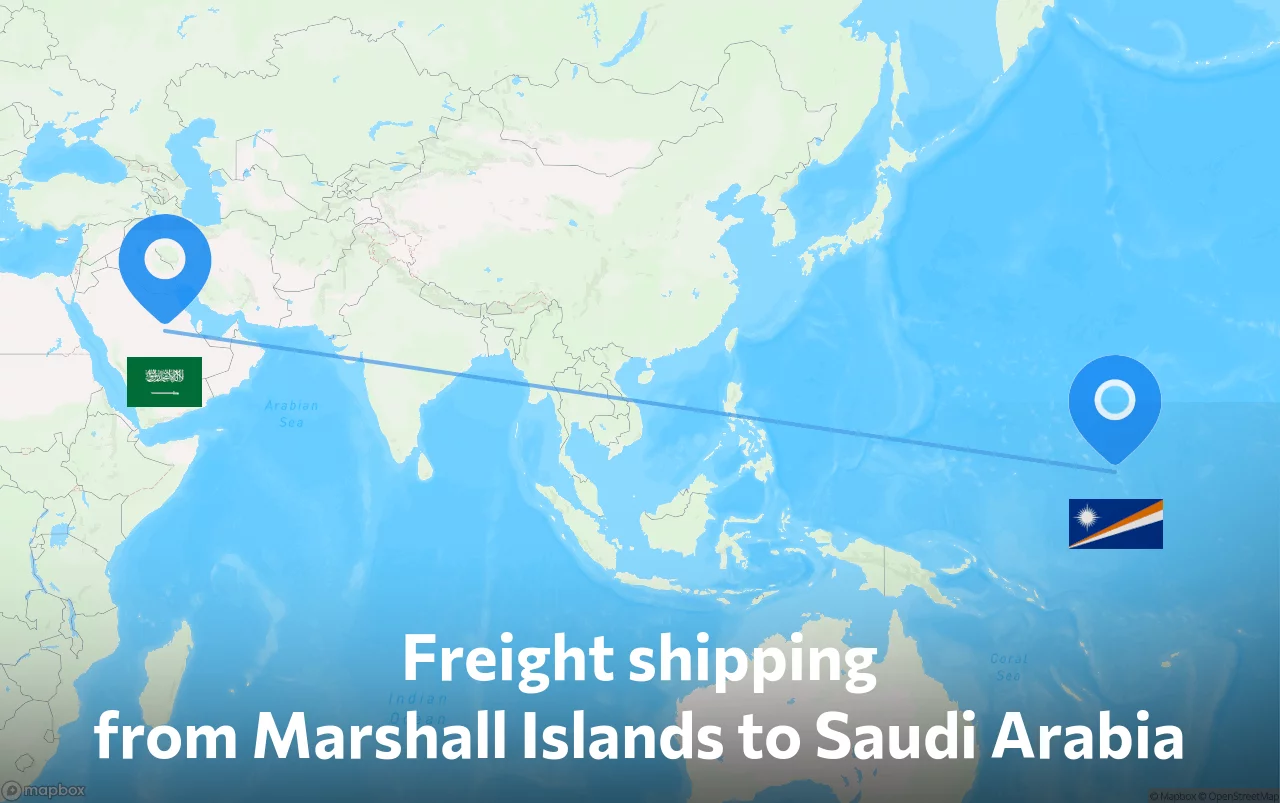 Shipping route from Marshall Islands to Saudi Arabia