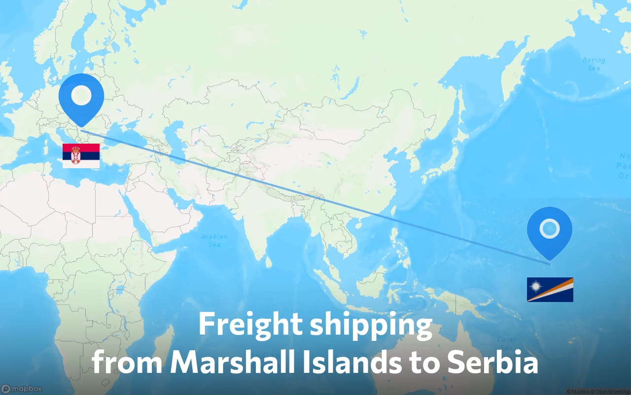 Shipping route from Marshall Islands to Serbia
