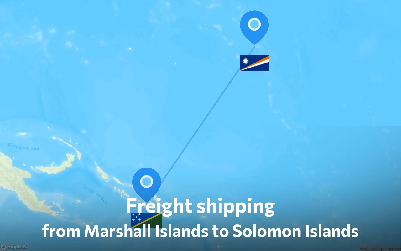 Shipping route from Marshall Islands to Solomon Islands