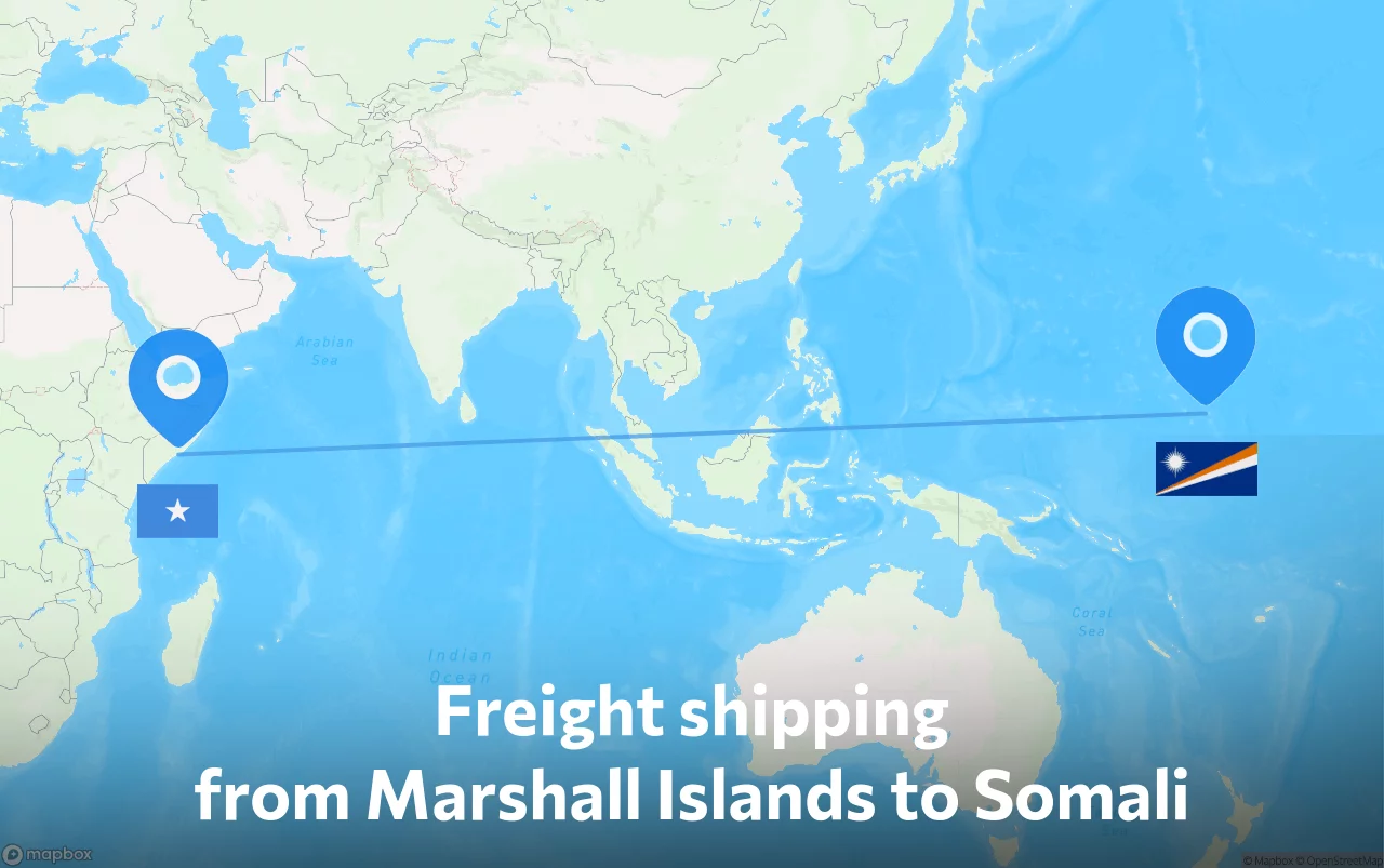 Shipping route from Marshall Islands to Somali