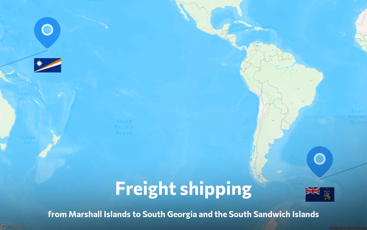 Shipping route from Marshall Islands to South Georgia and the South Sandwich Islands