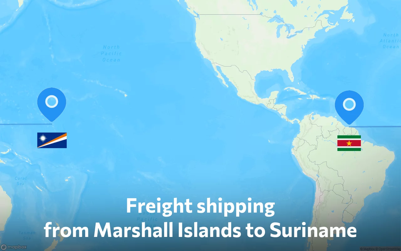 Shipping route from Marshall Islands to Suriname