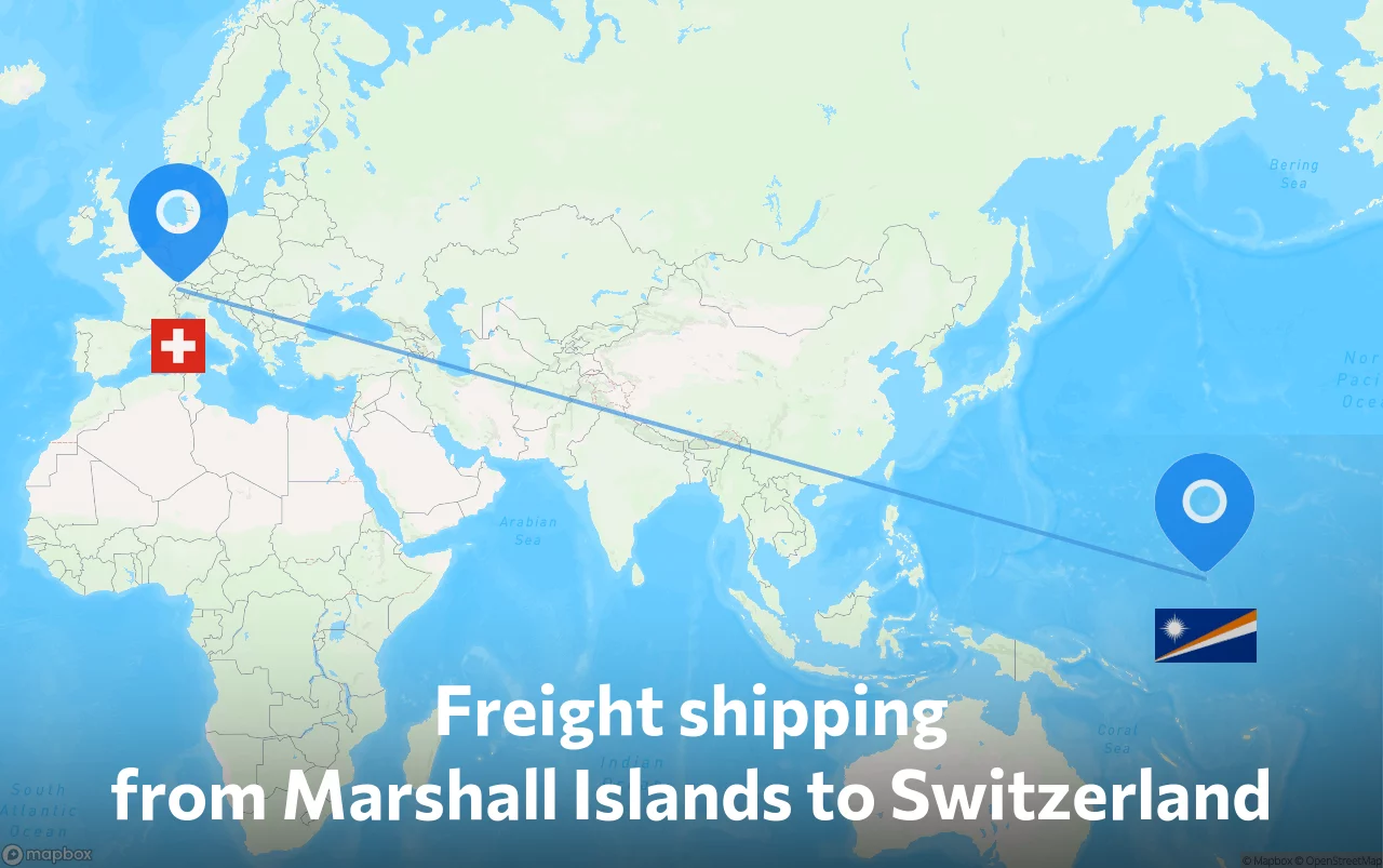 Shipping route from Marshall Islands to Switzerland