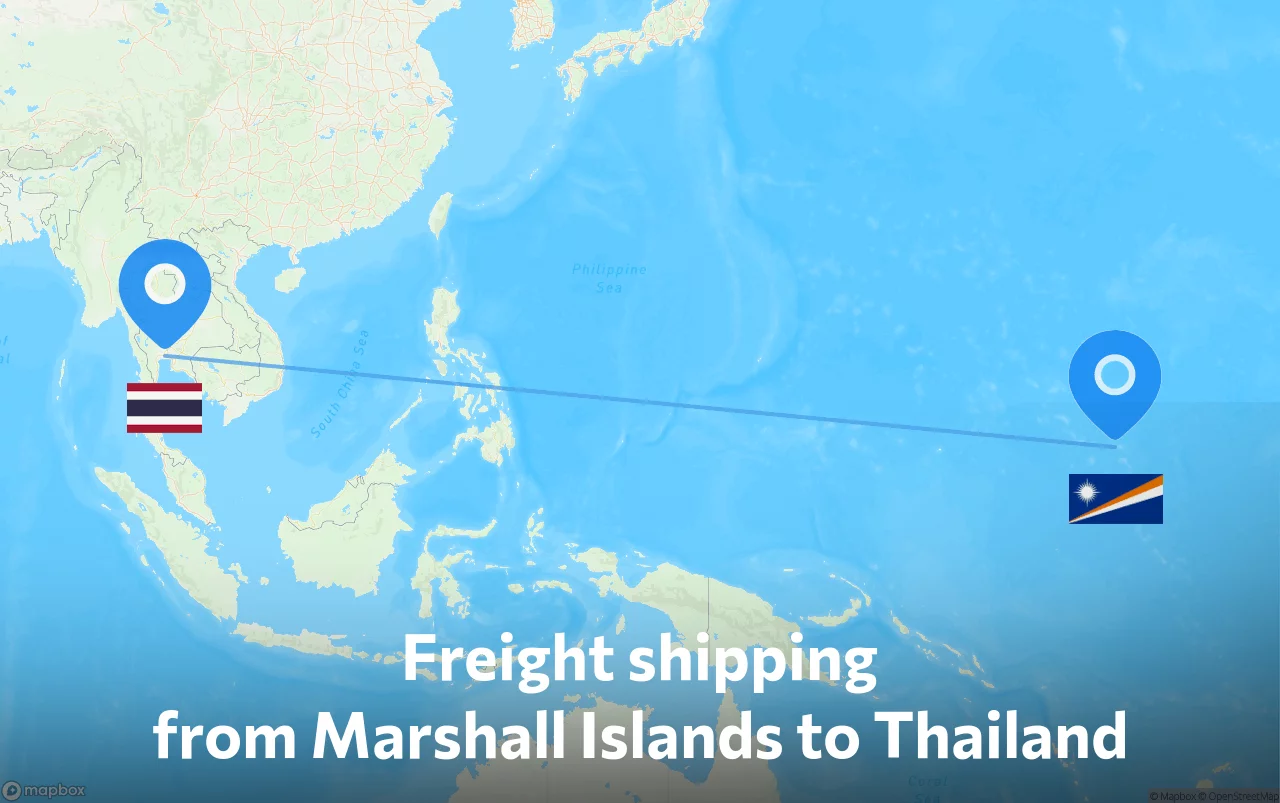 Shipping route from Marshall Islands to Thailand