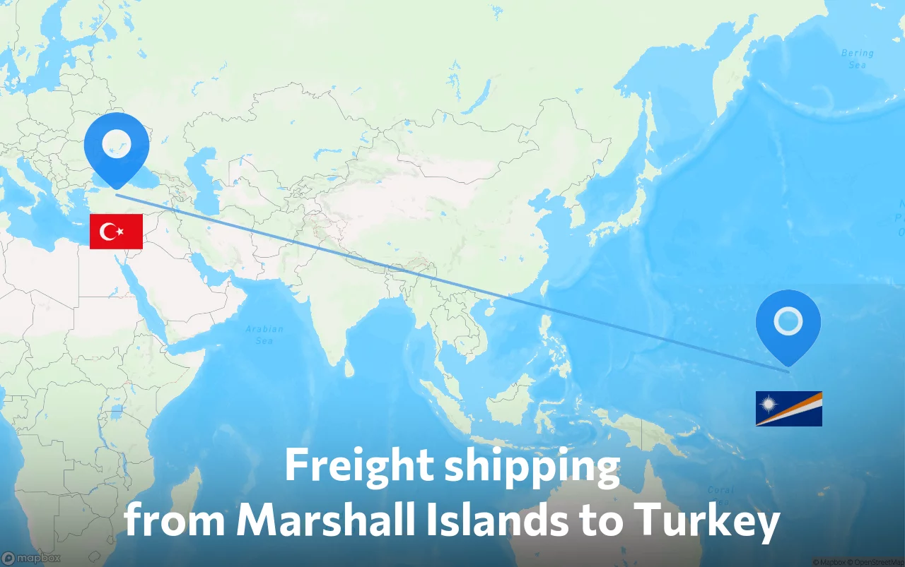 Shipping route from Marshall Islands to Turkey