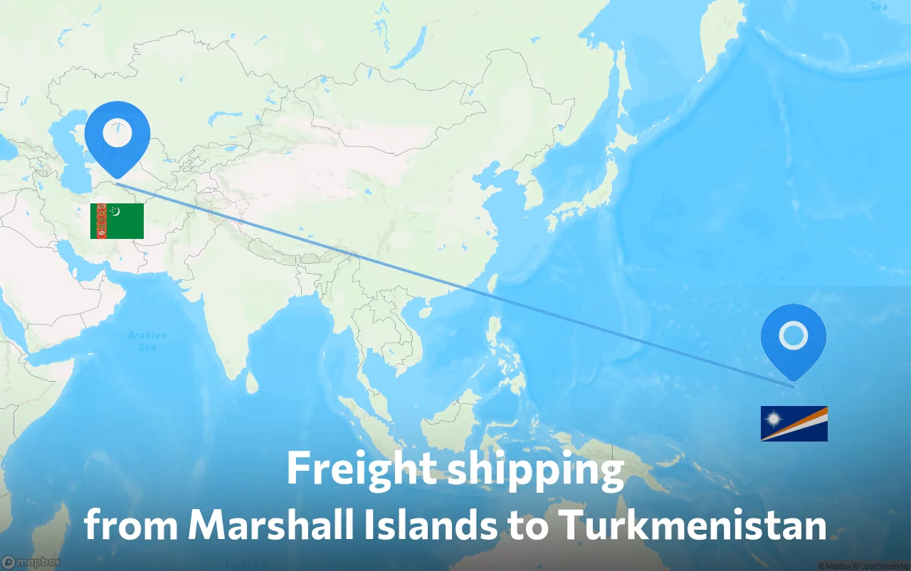 Shipping route from Marshall Islands to Turkmenistan