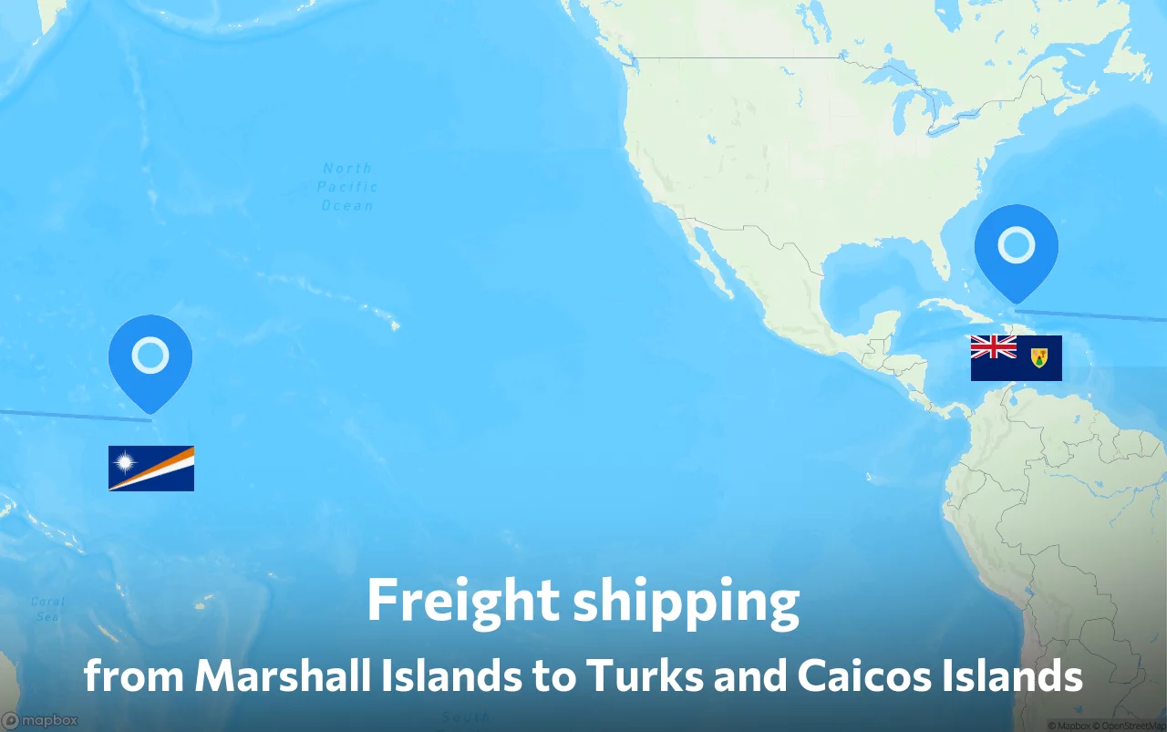 Shipping route from Marshall Islands to Turks and Caicos Islands