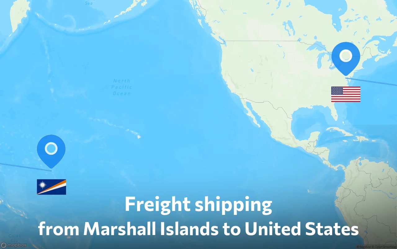 Shipping route from Marshall Islands to United States