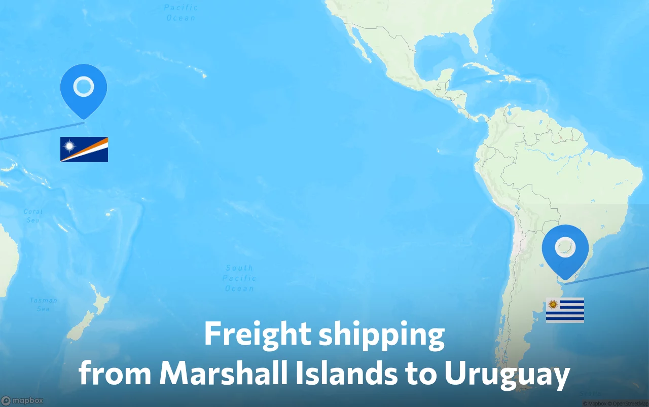 Shipping route from Marshall Islands to Uruguay