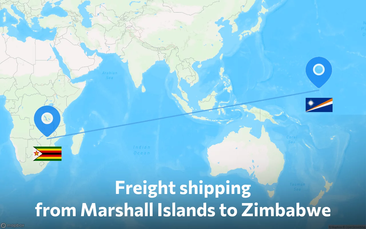 Shipping route from Marshall Islands to Zimbabwe