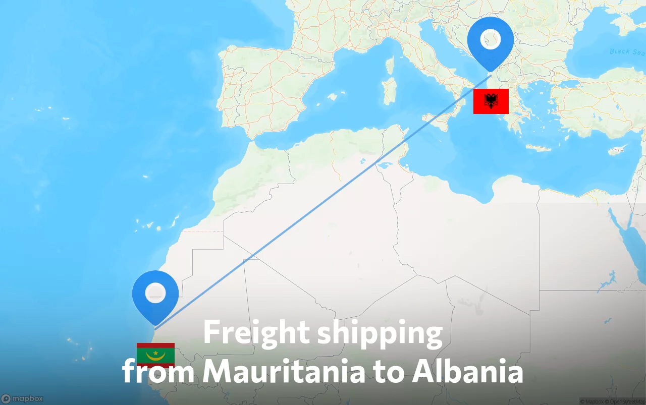 Shipping route from Mauritania to Albania