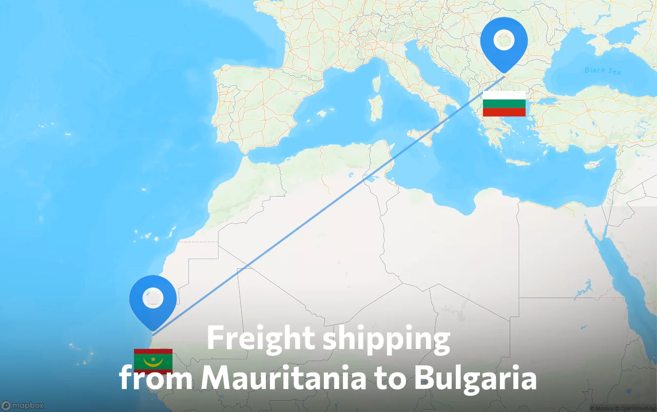Shipping route from Mauritania to Bulgaria