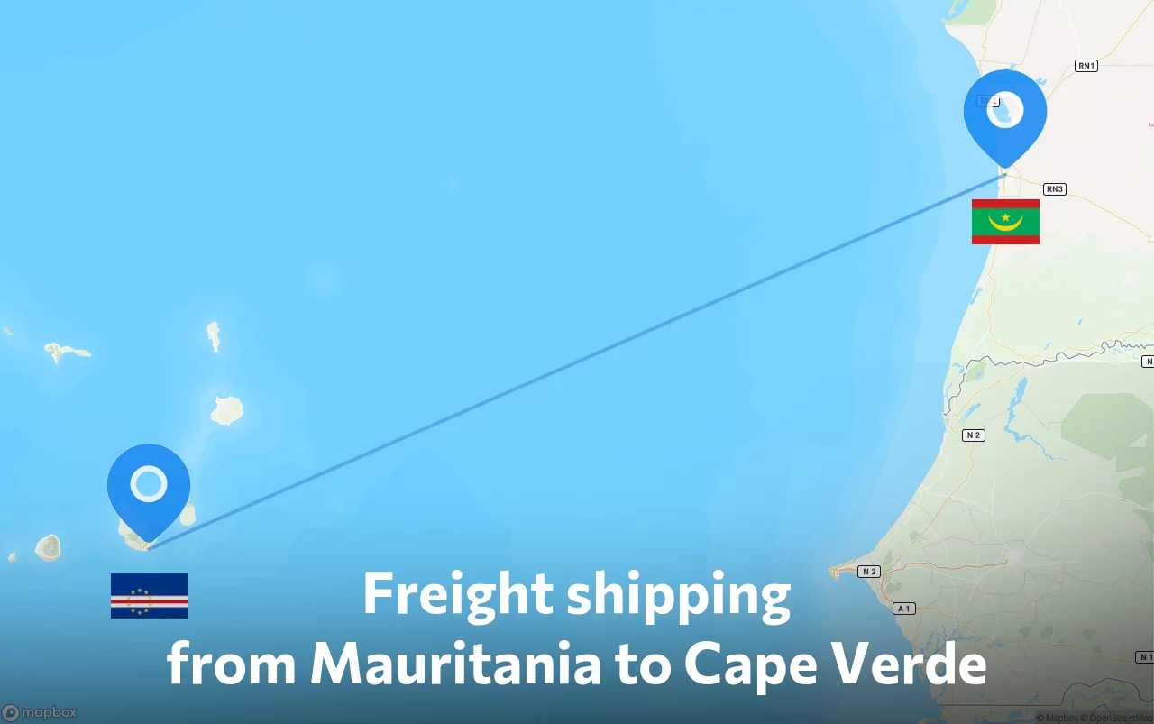 Shipping route from Mauritania to Cape Verde