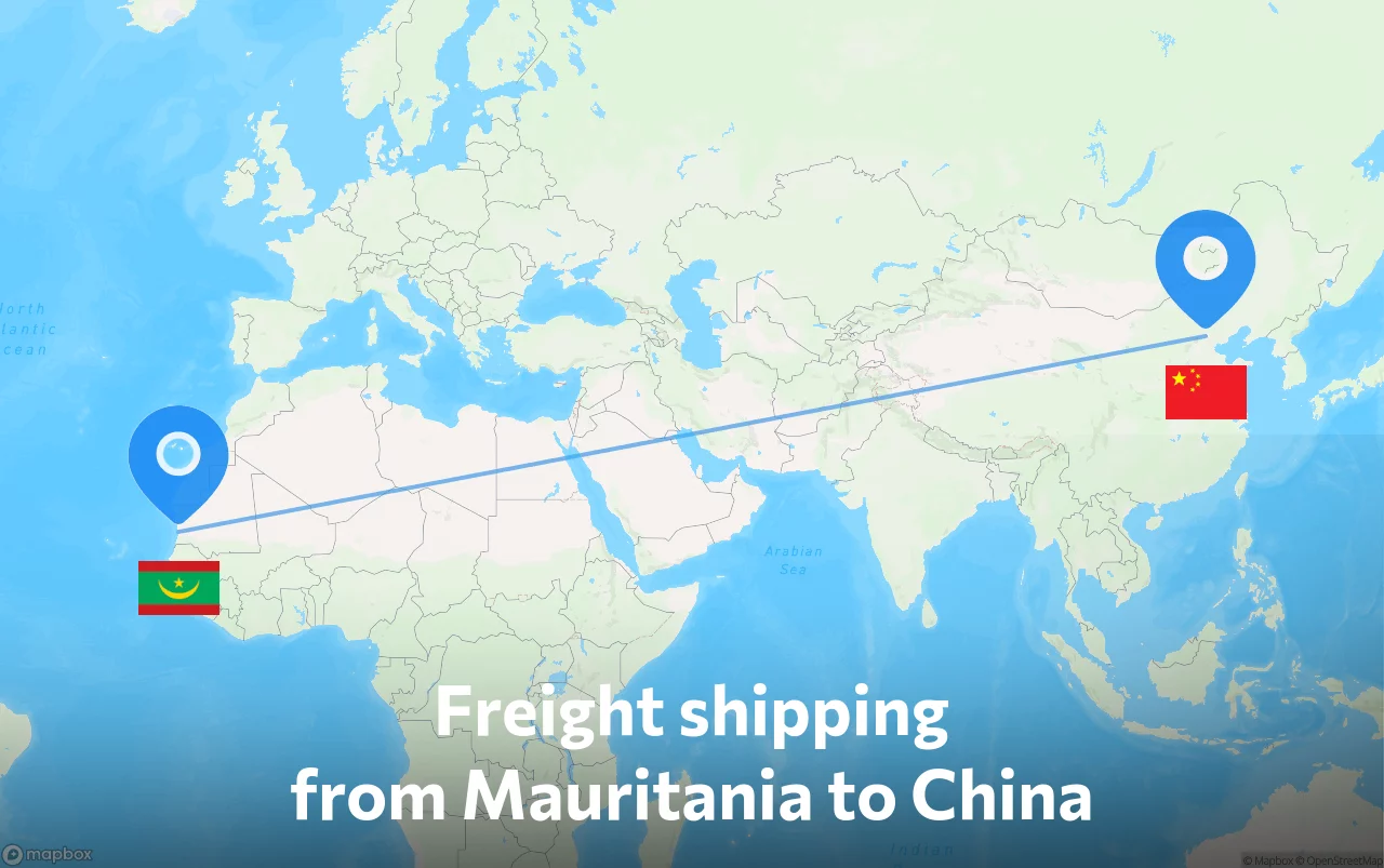 Shipping route from Mauritania to China