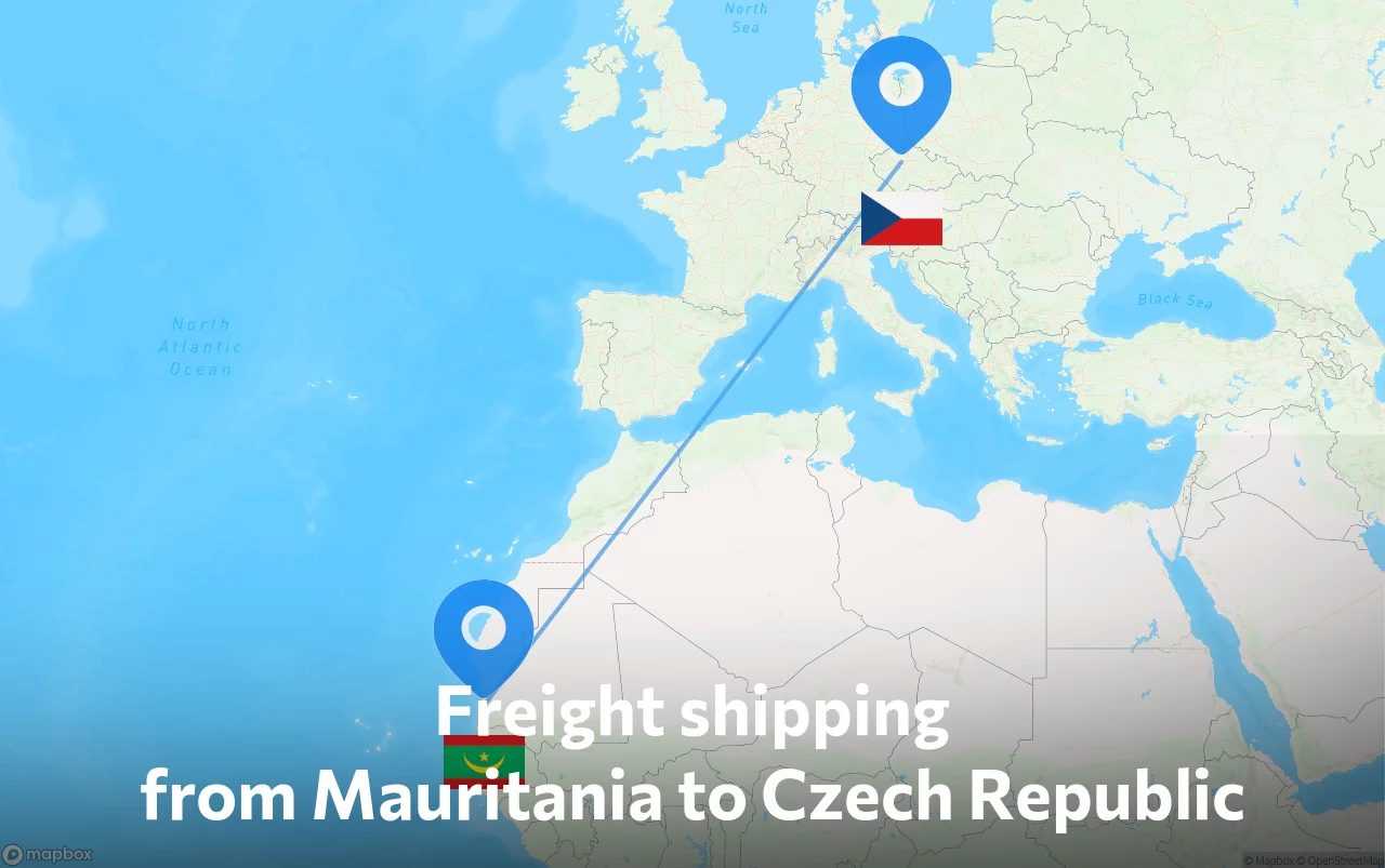 Shipping route from Mauritania to Czech Republic