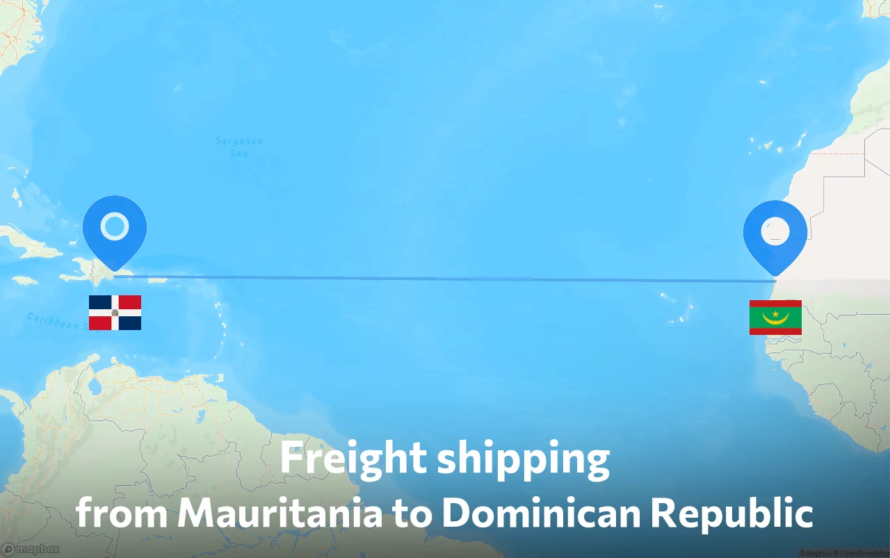 Shipping route from Mauritania to Dominican Republic