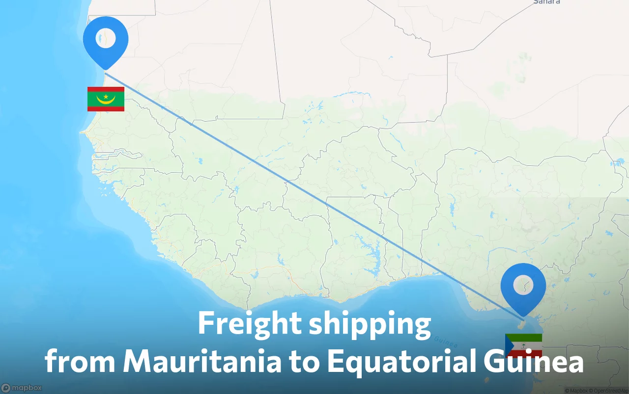 Shipping route from Mauritania to Equatorial Guinea