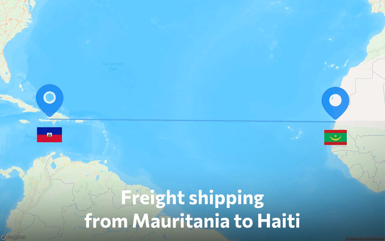 Shipping route from Mauritania to Haiti