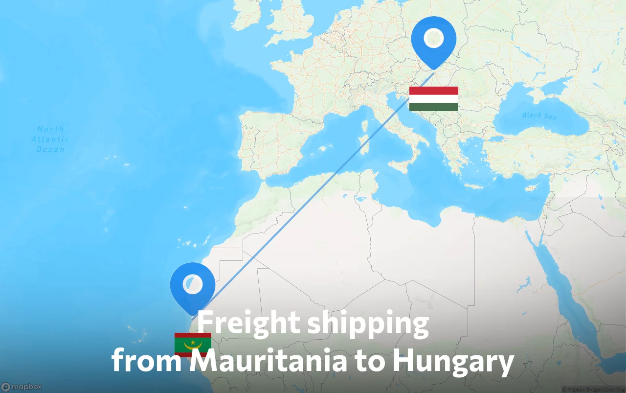 Shipping route from Mauritania to Hungary