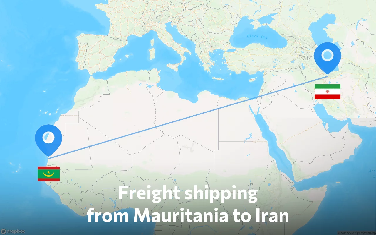 Shipping route from Mauritania to Iran