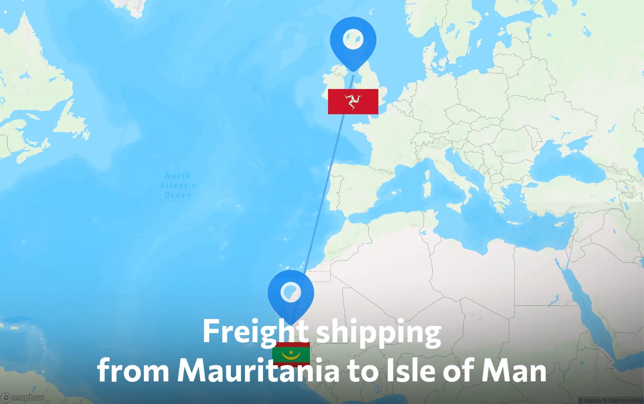 Shipping route from Mauritania to Isle of Man
