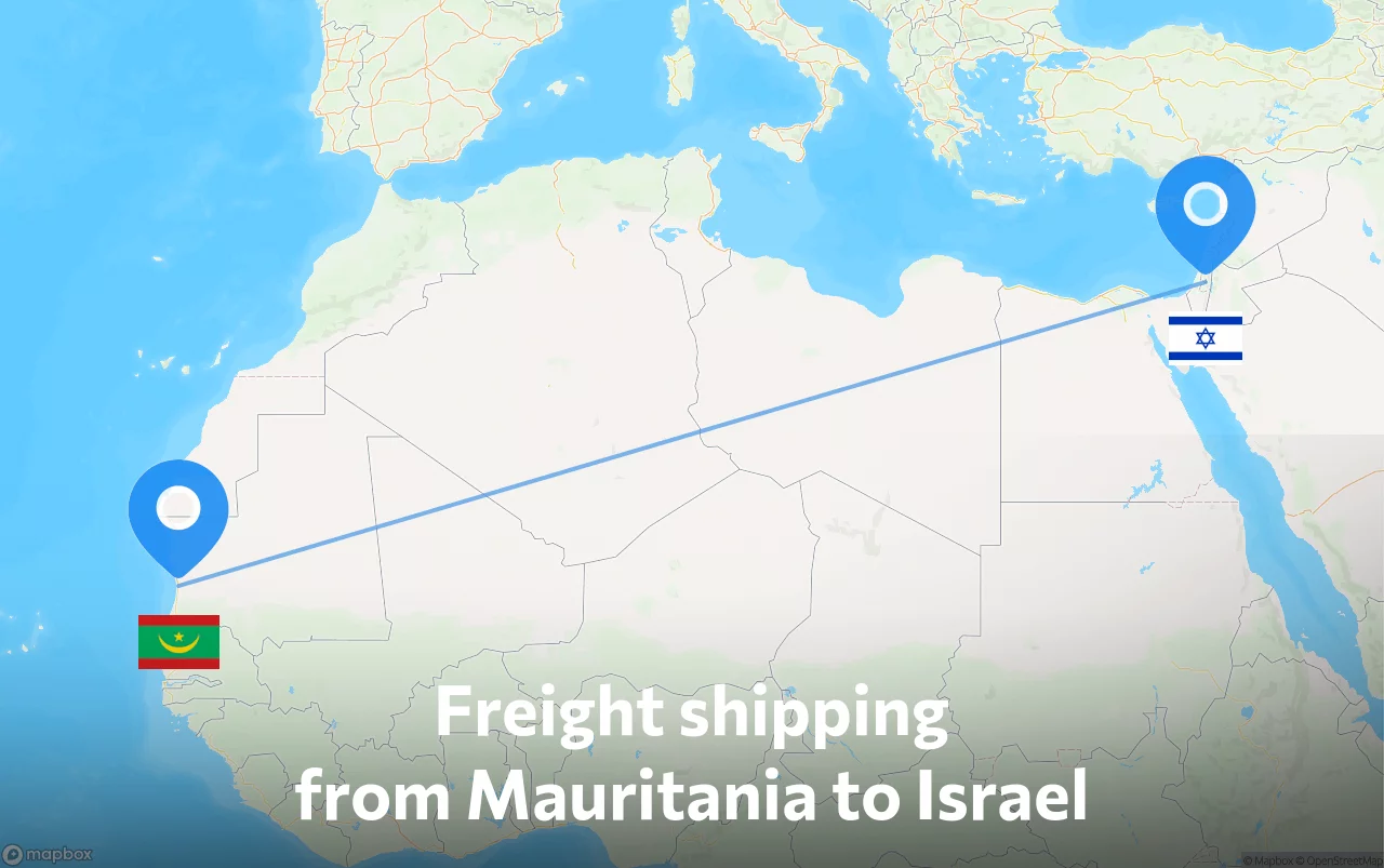 Shipping route from Mauritania to Israel